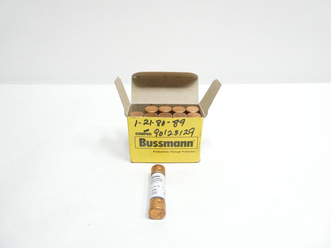 BOX OF 10 COOPER BUSSMANN NON-35 CARTRIDGE FUSE K5 35A AMP 250V-AC