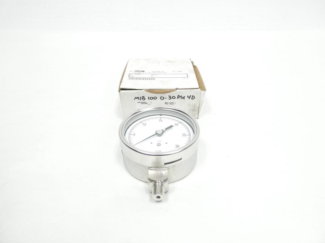 BOURDON HAENNI MEX 100 D MEX5D50H17US5A PRESSURE GAUGE 100MM 0-30PSI 1/4IN NPT