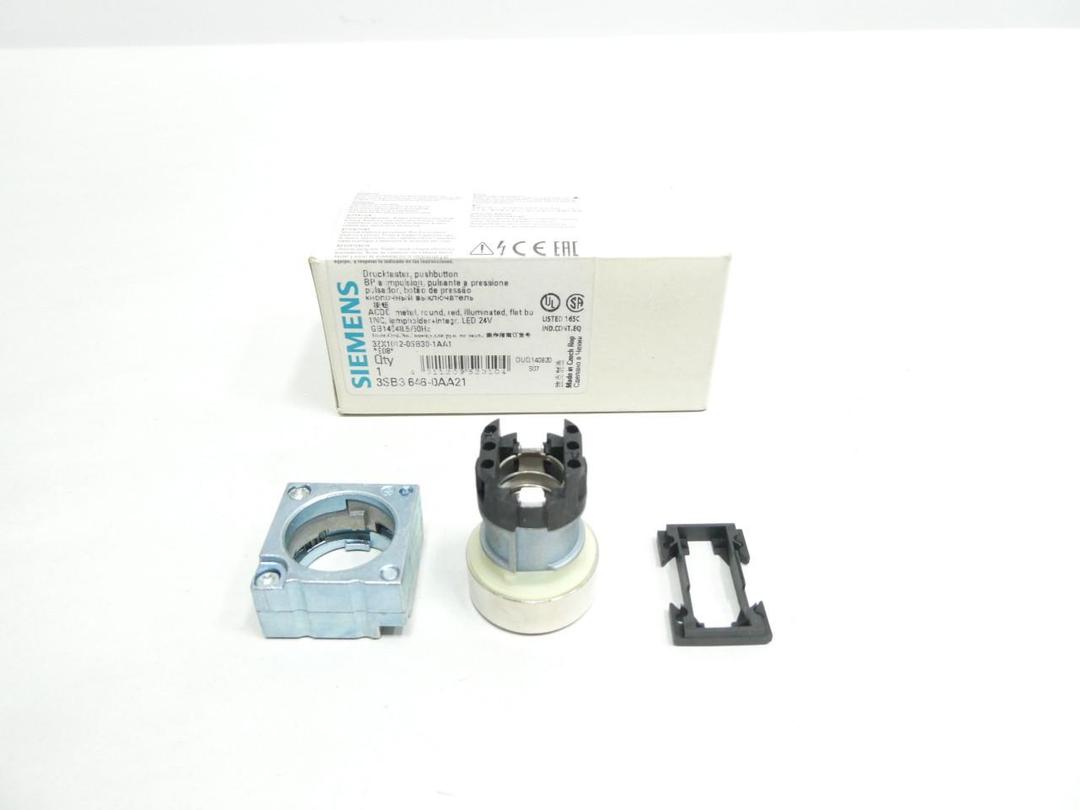 SIEMENS 3SB3 646-0AA21 ILLUMINATED RED PUSHBUTTON 24V-AC