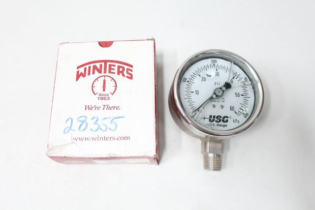WINTERS PFP658 PRESSURE GAUGE 4IN 1/2IN NPT 0-60PSI