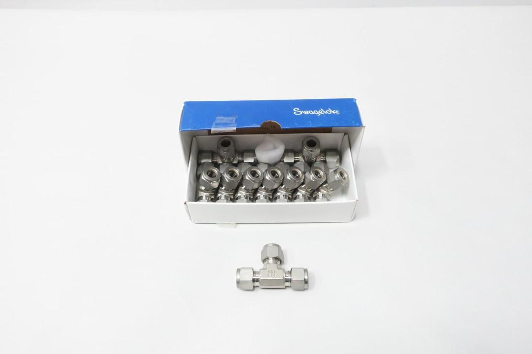 BOX OF 10 SWAGELOK SS-600-3 STAINLESS UNION TEE 3/8IN TUBE