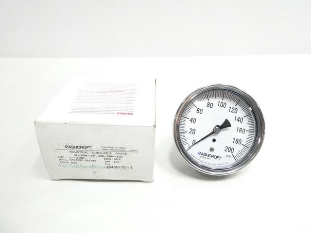 ASHCROFT 35-1009-AW-02B-200#-XUC PRESSURE GAUGE 3-1/2IN 0-200PSI 1/4IN NPT