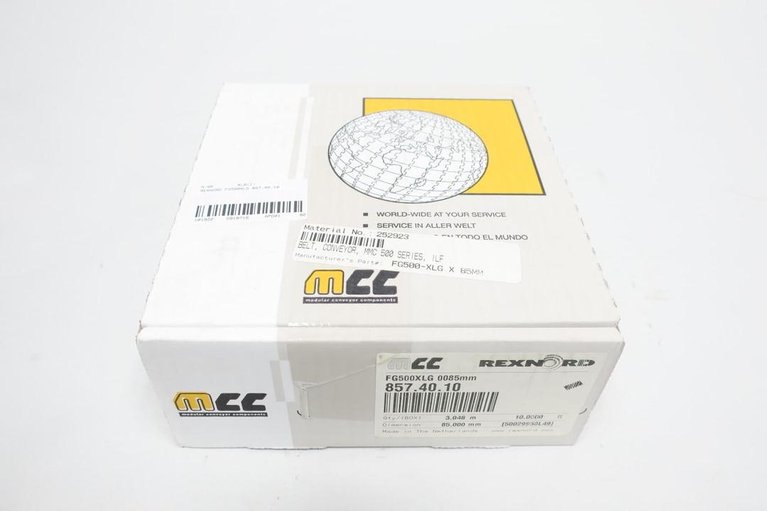 REXNORD MCC FG500XLG 857.40.10 CONVEYOR BELT 10FT X 85MM