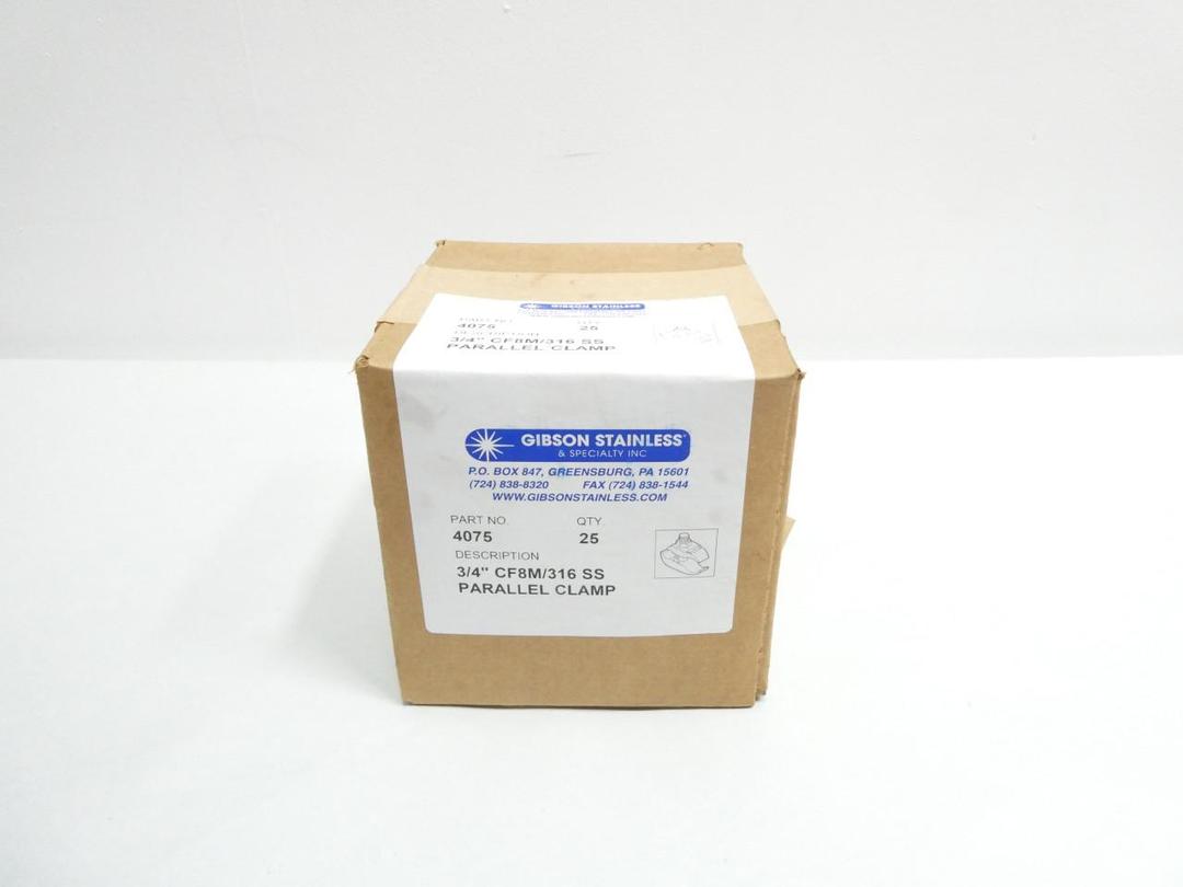 BOX OF 25 GIBSON 4075 STAINLESS PARALLEL CLAMP 3/4IN
