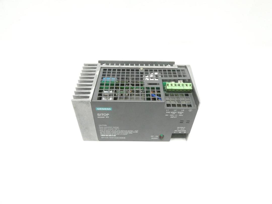 SIEMENS 6EP1436-1SH01 SITOP POWER20 POWER SUPPLY 360-550V-AC 20A AMP 24V-DC
