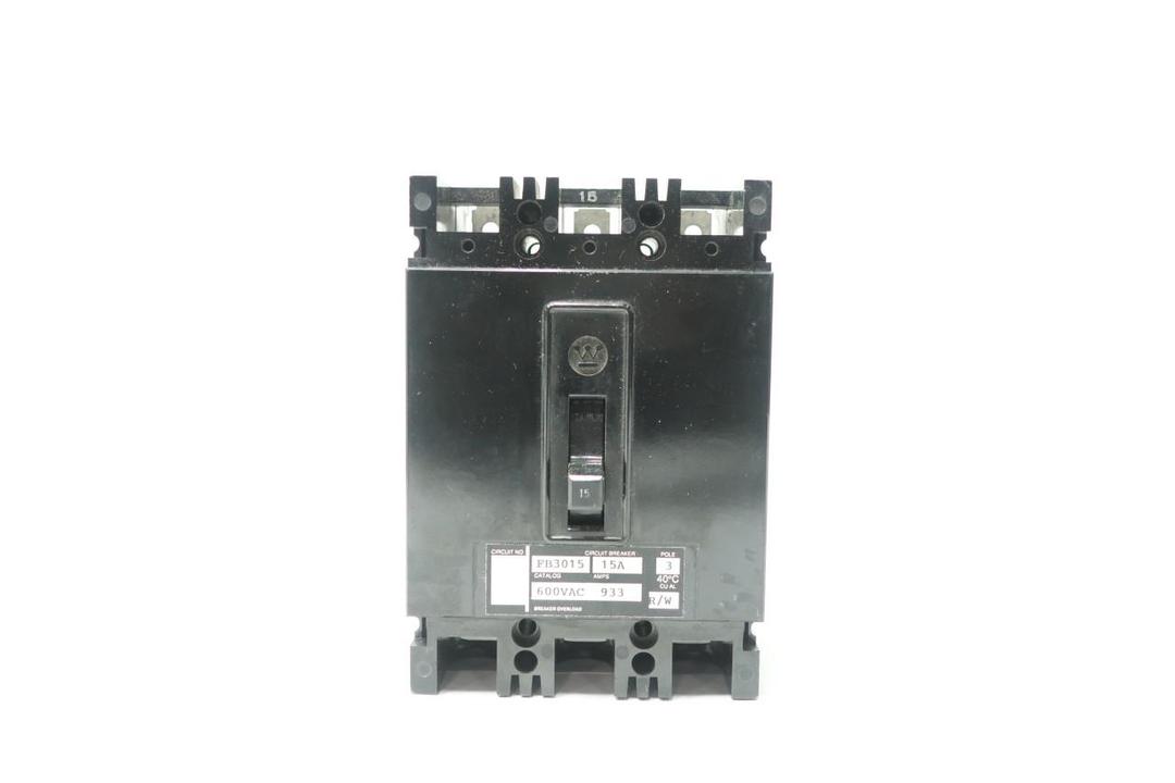 WESTINGHOUSE FB3015 MOLDED CASE CIRCUIT BREAKER 3P 15A AMP 600V-AC