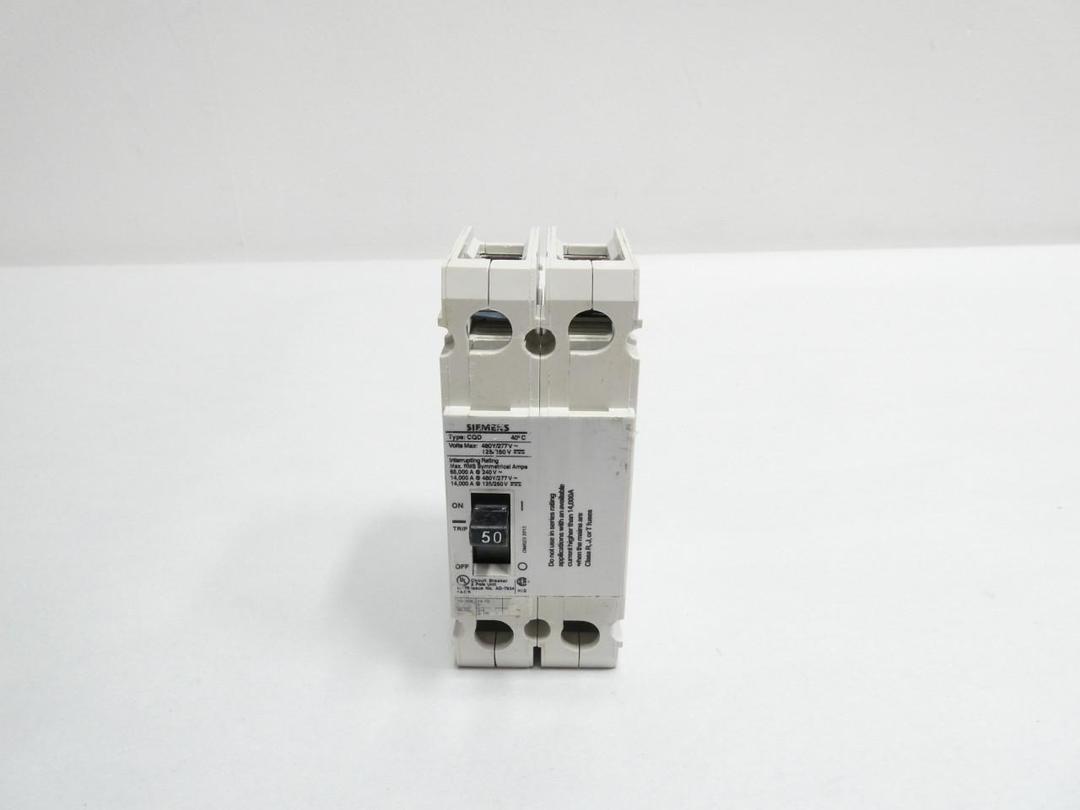 SIEMENS CQD250 MOLDED CASE CIRCUIT BREAKER 2P 50A AMP 277/480V-AC