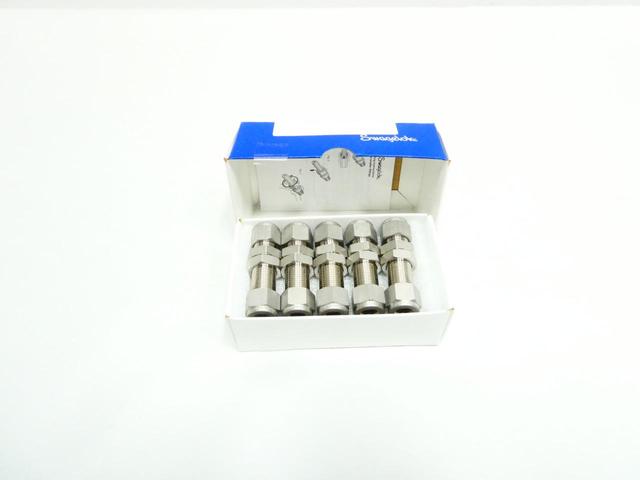 BOX OF 10 SWAGELOK SS-600-61 STAINLESS BULKHEAD UNION 3/8IN TUBE