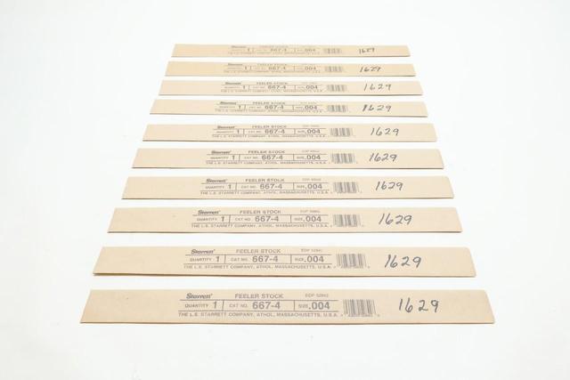 BOX OF 10 STARRETT 667-4 0.004IN X 12IN FEELER STOCK