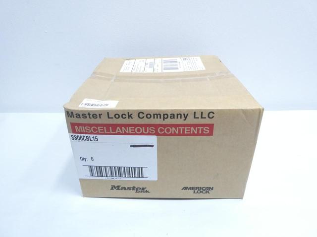 BOX OF 6 MASTER LOCK S806CBL15 ADJUSTABLE LOCK AND CABLE 15FT