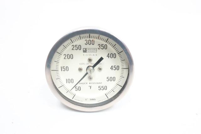 WEKSLER 6685-00-841-1439 BIMETAL THERMOMETER 3IN 4IN 50-550F 1/2IN NPT