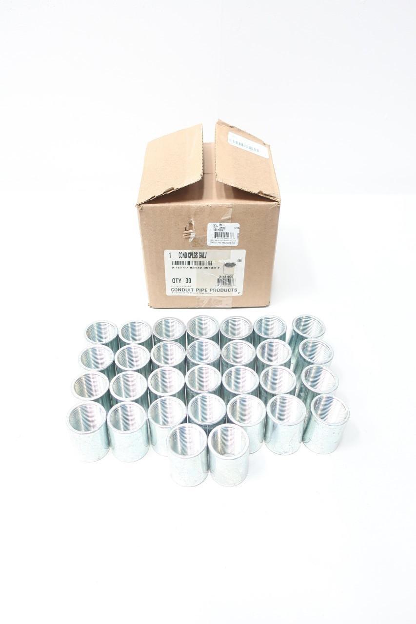 BOX OF 30 CONDUIT PIPE PRODUCTS 21121000 3XA5 ERMC-S STEEL CONDUIT COUPLING 1IN
