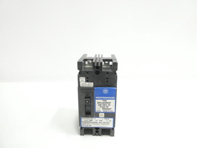 WESTINGHOUSE RFA2020 MOLDED CASE CIRCUIT BREAKER 2P 20A AMP 600V-AC