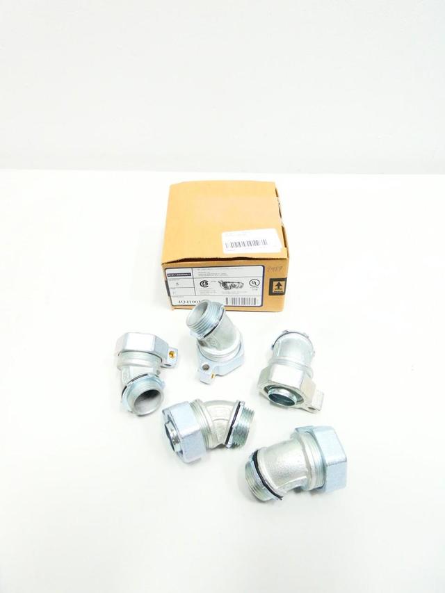BOX OF 5 OZ GEDNEY 4Q4100L 45DEG GROUNDING LIQUIDTIGHT CONNECTOR 1IN