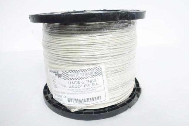 REPUBLIC WIRE E167613 0025333 14AWG 14MTW/THHN WHITE WIRE 2500FT