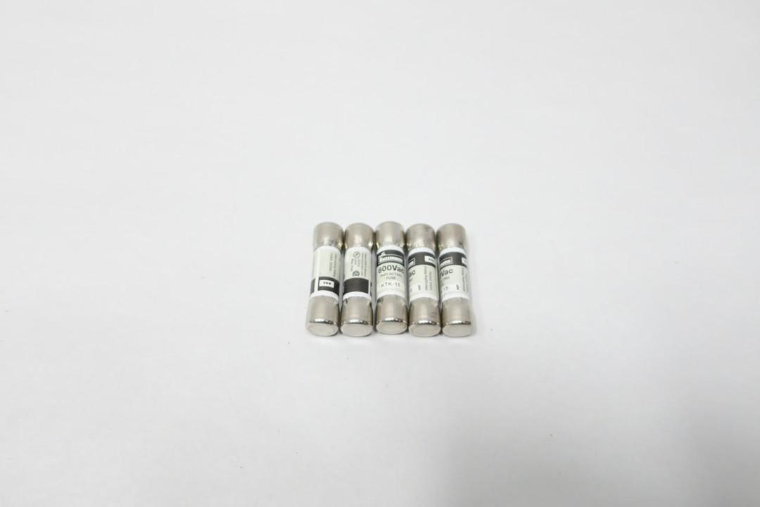PACK OF 5 COOPER BUSSMANN KTK-15 CARTRIDGE FUSE 15A AMP 600V-AC