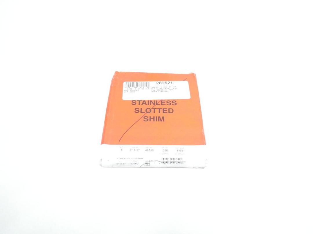 PRECISION BRAND 42550 BOX OF 5 STAINLESS SHIM 5IN X 5IN 0.05IN 1-5/8IN