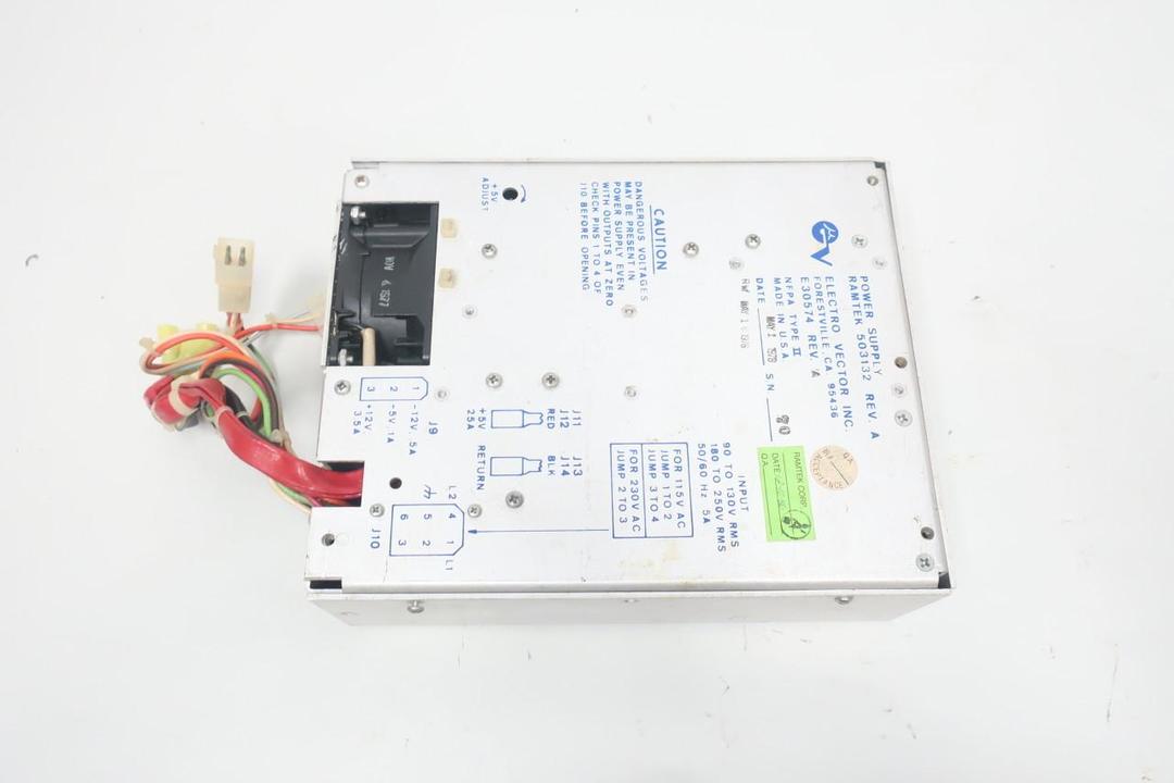 ELECTRO VECTOR 503132 RAMTEK POWER SUPPLY 90-130/180-250V-AC 5A AMP 12V-DC