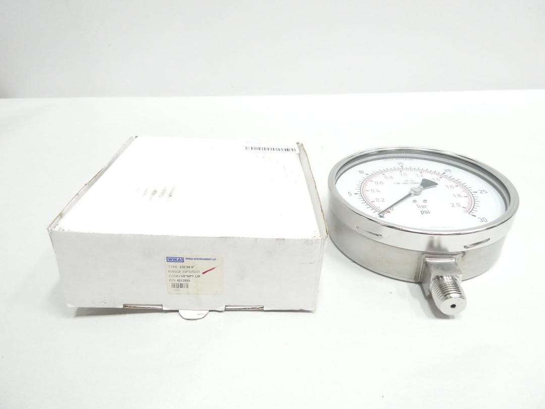 WIKA 4213955 PRESSURE GAUGE 6IN 0-30PSI 1/2IN NPT