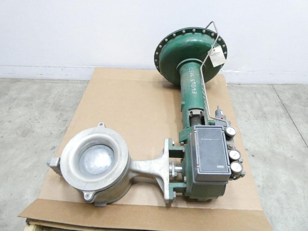 FISHER V100 VEE-BALL 1052 SIZE 60 3610J STAINLESS WAFER CONTROL VALVE 8IN 600