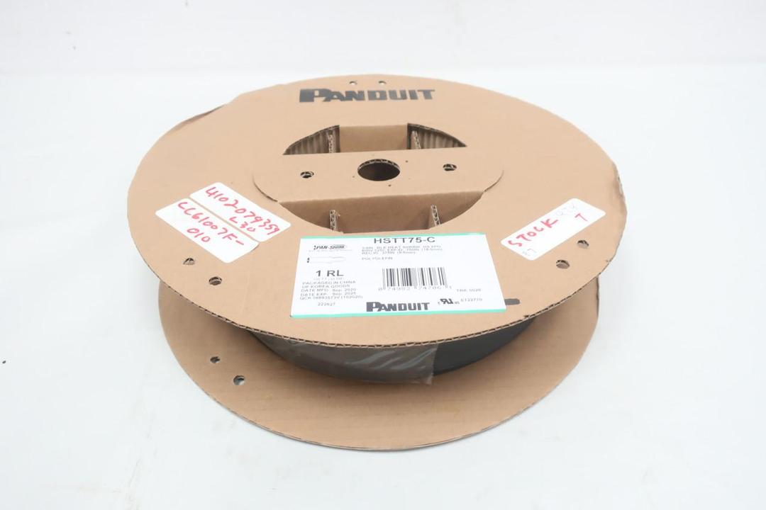 PANDUIT HSTT75-C BLACK HEAT SHRINK HS XPO TUBING 3/4IN 125C 87FT ROLL 600V-AC