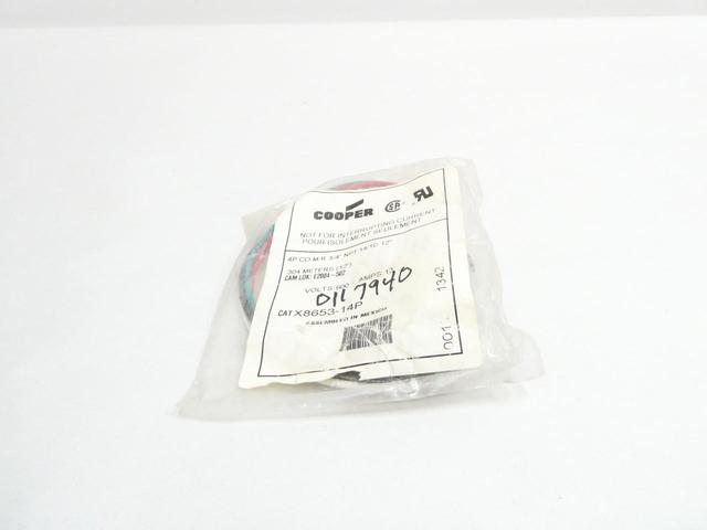 COOPER X8653-14P RECEPTACLE 4P 3W 12A AMP 600V-AC