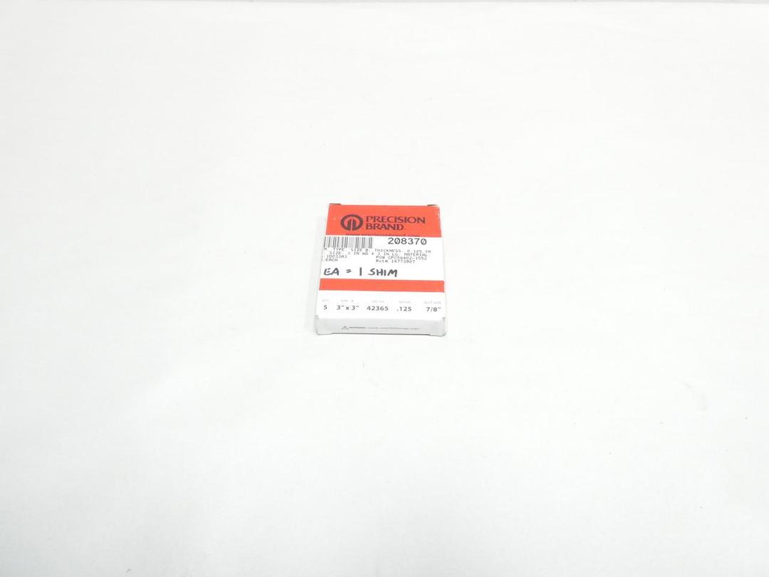 BOX OF 5 PRECISION 42365 STAINLESS SHIM 3IN X 3IN 0.125IN 7/8IN