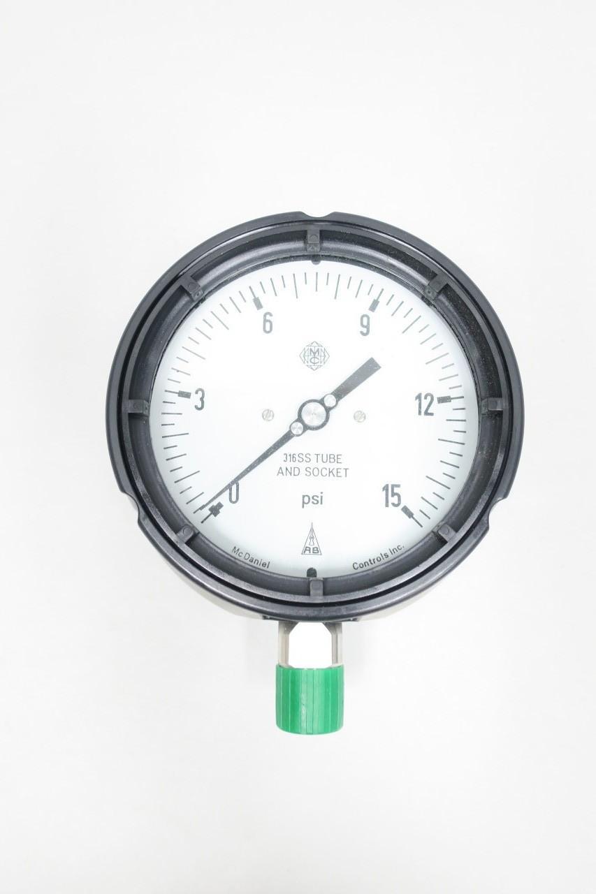 MCDANIEL CONTROLS MPB/SCA AB10208 PRESSURE GAUGE 4-1/2IN 0-15PSI 1/2IN NPT