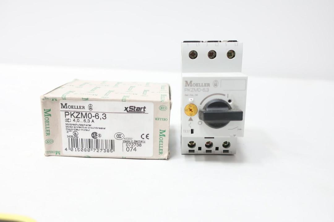 MOELLER PKZM0-6.3 MOTOR PROTECTIVE CIRCUIT BREAKER 4-6.3A AMP 3HP