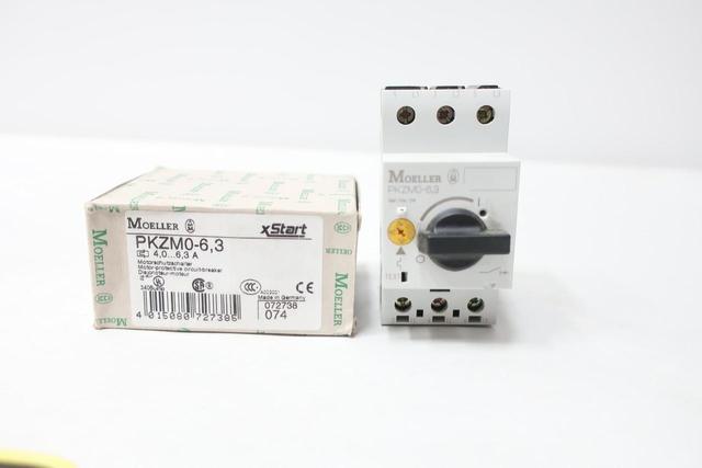 MOELLER PKZM0-6.3 MOTOR PROTECTIVE CIRCUIT BREAKER 4-6.3A AMP 3HP