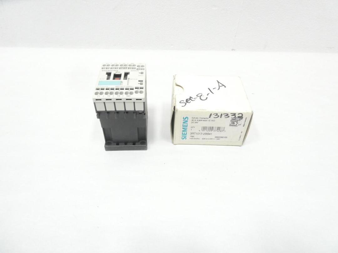 SIEMENS 3RT1017-2BB41 POWER CONTACTOR 24V-DC 20A AMP 7-1/2HP