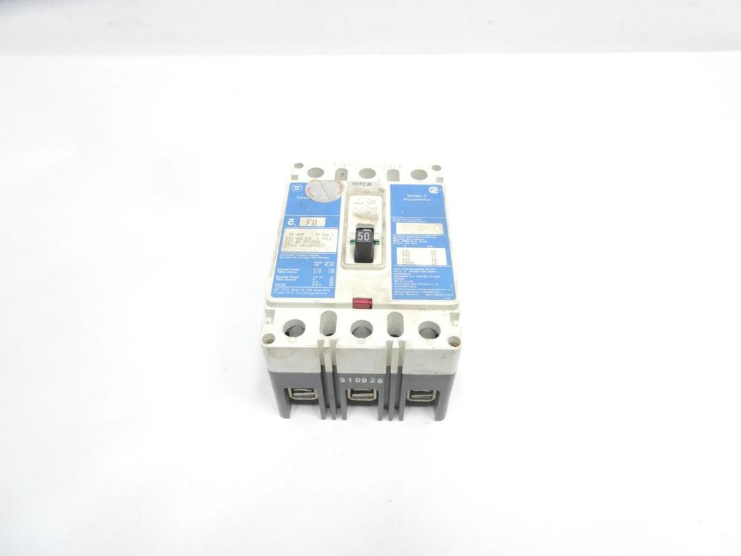 WESTINGHOUSE FD3050L MOLDED CASE CIRCUIT BREAKER 3P 50A AMP 600V-AC