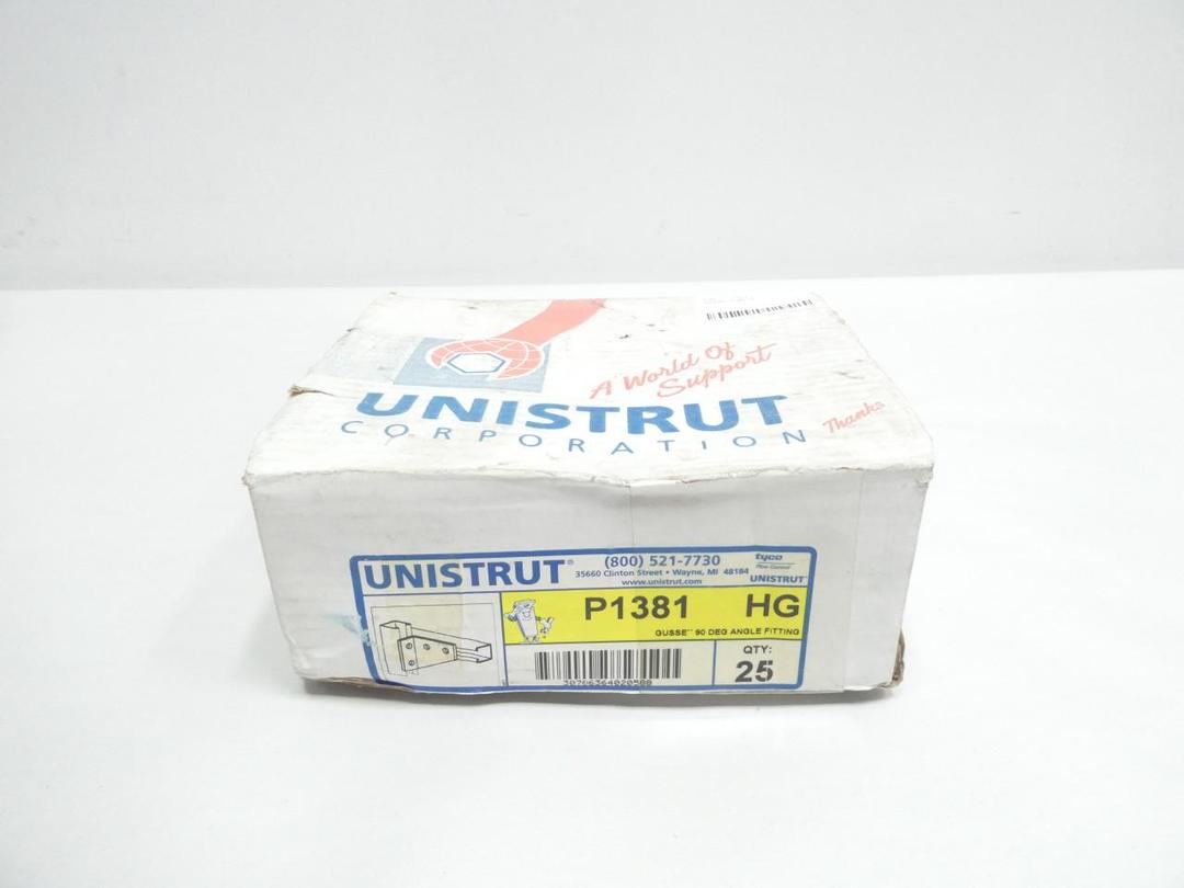 BOX OF 25 UNISTRUT P1381 HG ANGLE BRACKET 90DEG 4-HOLE