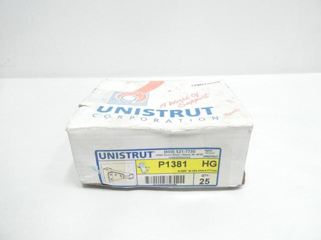 BOX OF 25 UNISTRUT P1381 HG ANGLE BRACKET 90DEG 4-HOLE
