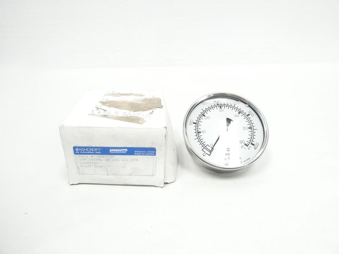 ASHCROFT 100-1008SL-2B-60#-400KPA PRESSURE GAUGE 100MM 0-60PSI 1/4IN NPT