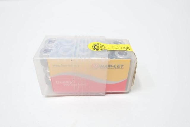 BOX OF 10 HAM-LET 762L-SS-3/8 STAINLESS STRAIGHT UNION 3/8IN TUBE