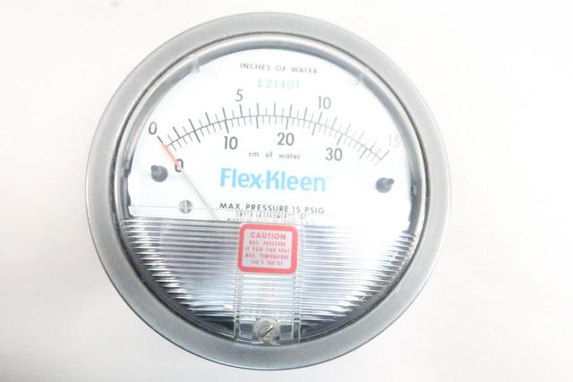 DWYER 190943-00 FLEX-KLEEN PRESSURE GAUGE 4IN 0-15IN-H2O