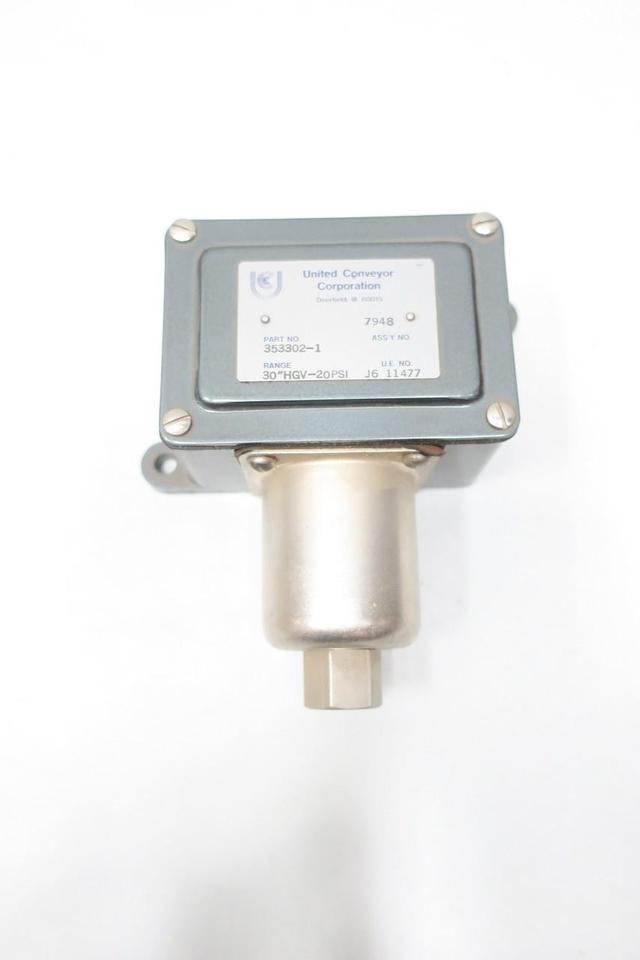 UNITED CONVEYOR UCC 353302-1 PRESSURE SWITCH 1/4IN 30"HGV-20PSI