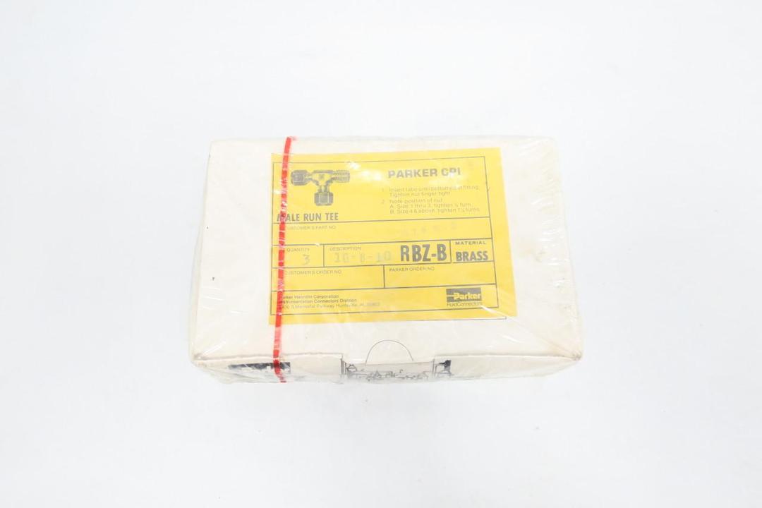 BOX OF 3 PARKER 10-8-10 RBZ-B MALE RUN TEE 5/8IN TUBE X 5/8IN TUBE X 1/2IN NPT