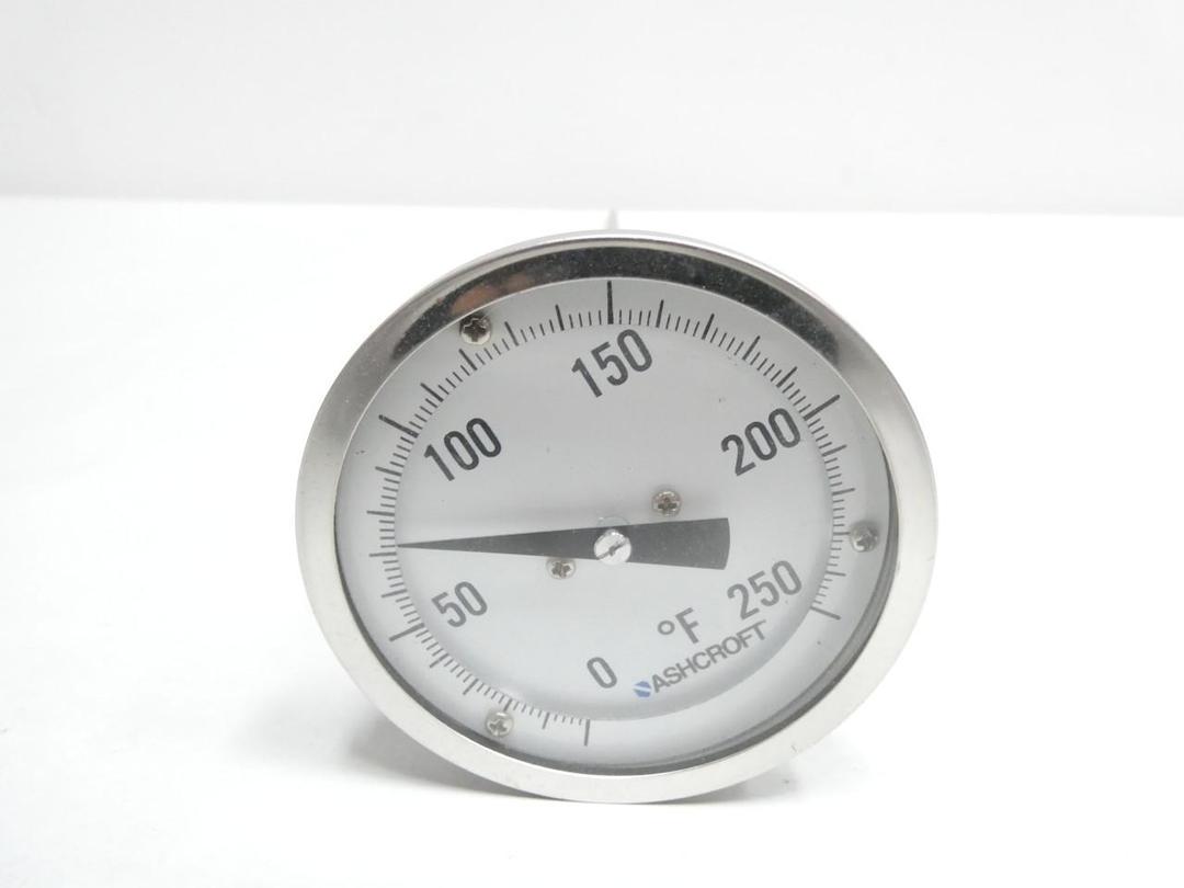 ASHCROFT 30EI60E180 0/250F BIMETAL THERMOMETER 3IN 18IN 0-250F 1/2IN NPT