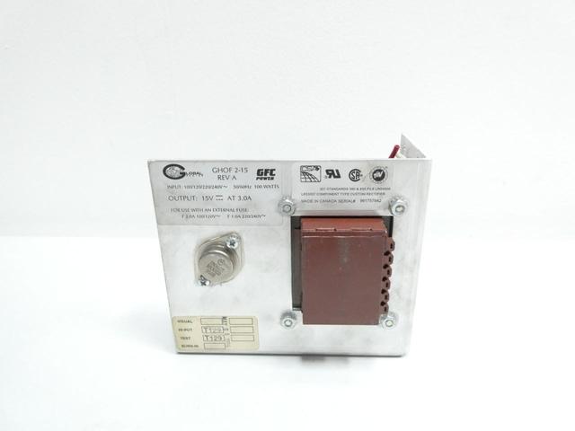 GLOBAL GHOF 2-15 POWER SUPPLY 100/120/220/240V-AC 3A AMP 15V-DC 100W