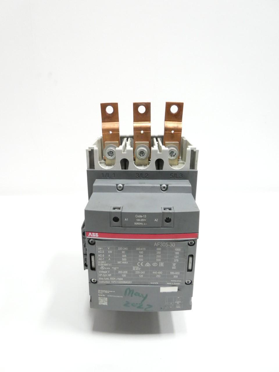 ABB AF305-30 CONTACTOR 100-250V-AC/DC 400A AMP 250HP
