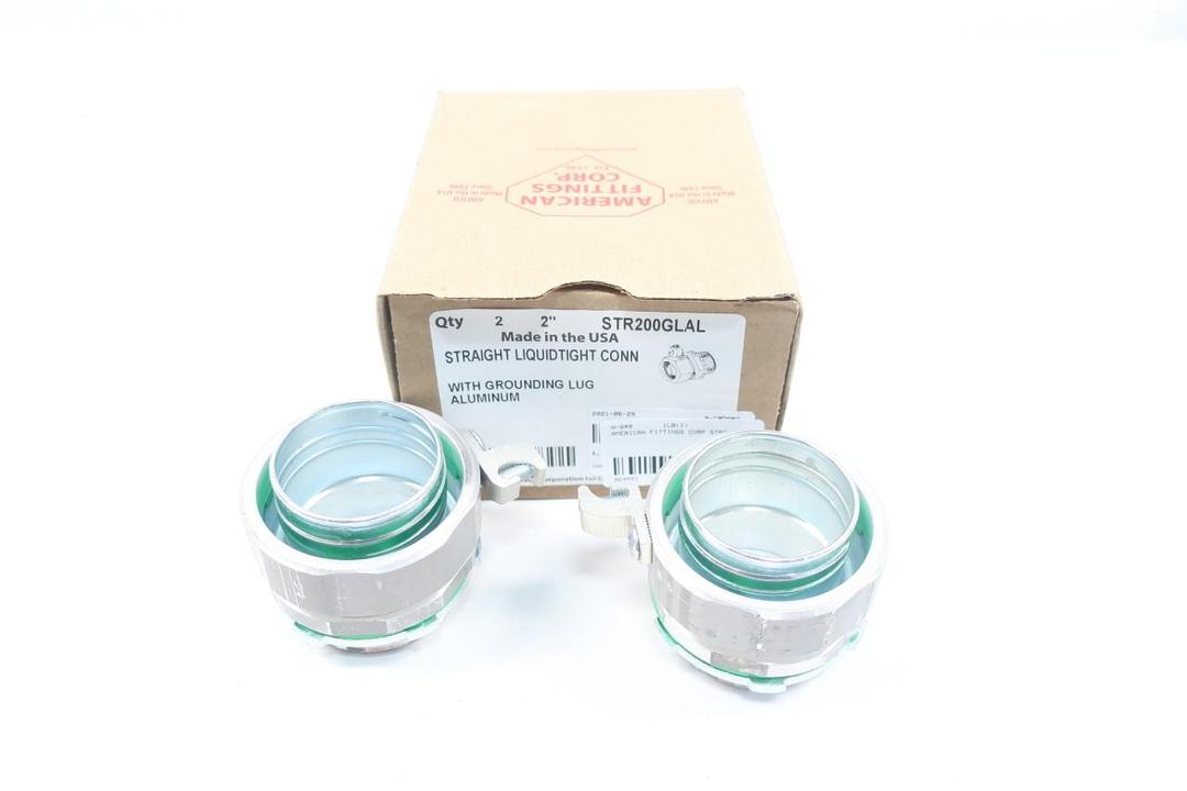 BOX OF 2 AMERICAN FITTINGS CORP STR200GLAL STRAIGHT LIQUIDTIGHT CONNECTOR 2IN