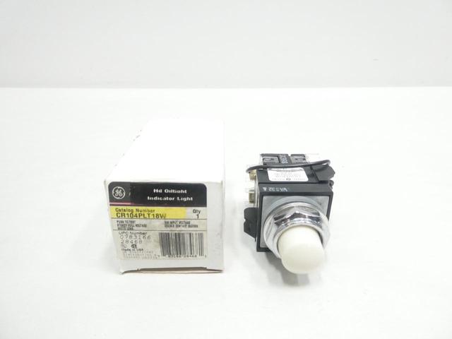 GENERAL ELECTRIC GE CR104PLT18W WHITE PUSH TO TEST PILOT LIGHT 24V-AC/DC