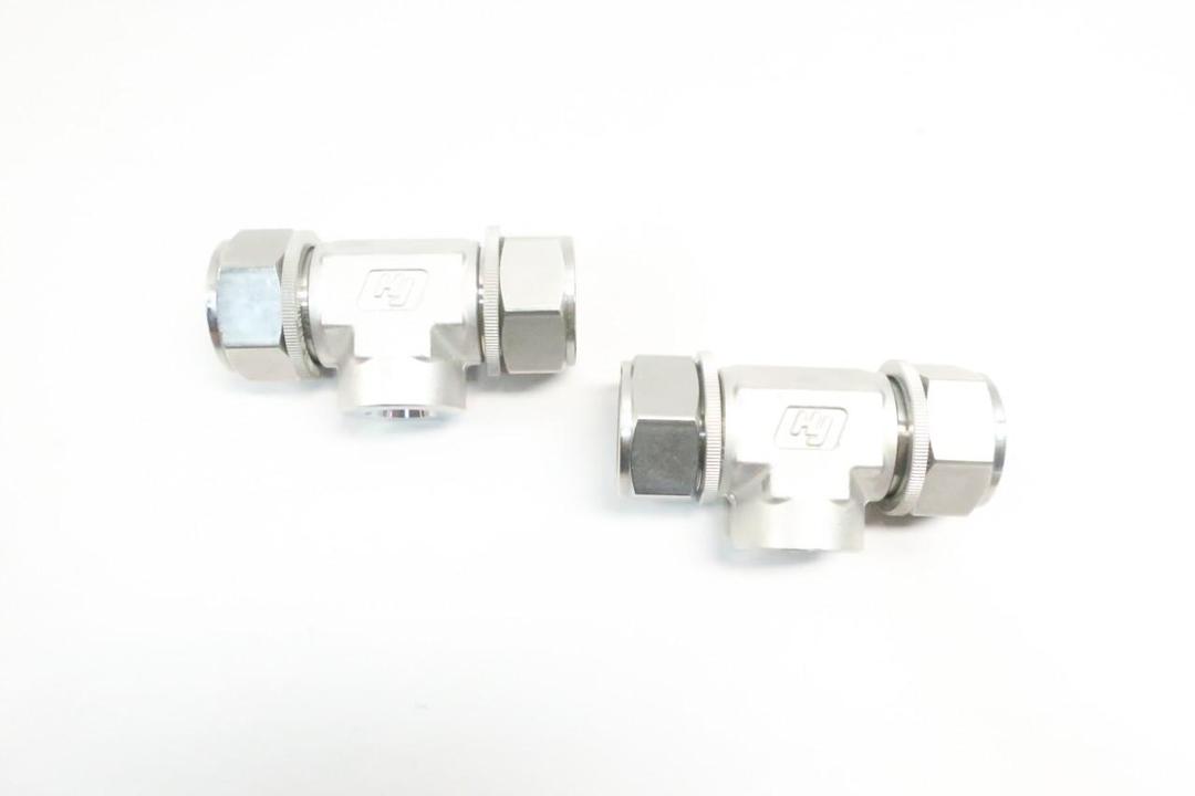 BOX OF 2 HY-LOK CBTF16-8U-SR-S316 STAINLESS TEE 1IN TUBE X 1IN TUBE X 1/2IN NPT