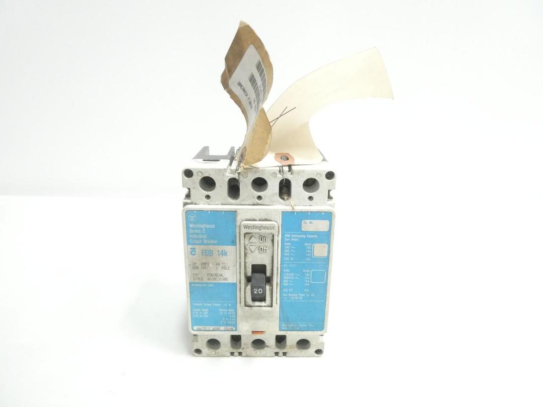 WESTINGHOUSE FDB3020L CIRCUIT BREAKER 3P 20A AMP 600V-AC