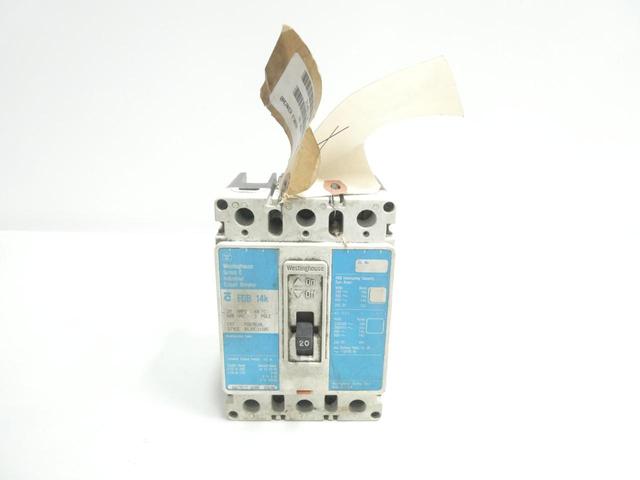 WESTINGHOUSE FDB3020L CIRCUIT BREAKER 3P 20A AMP 600V-AC